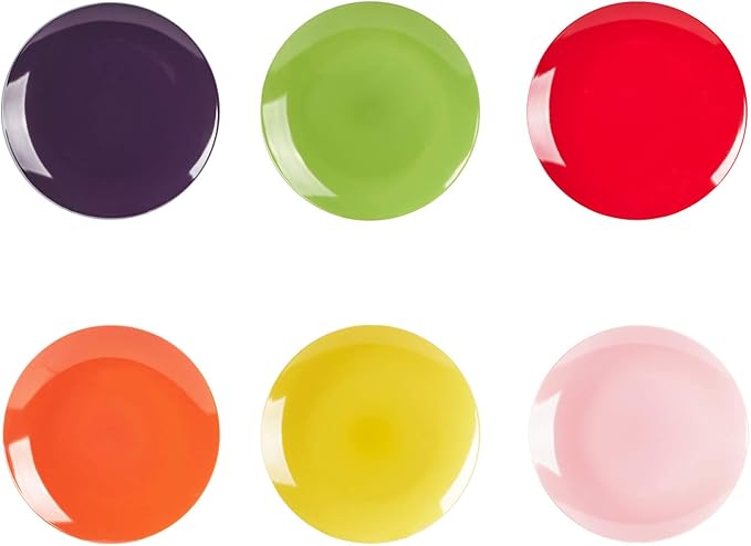 Stoneware Coupe Shape Salad Plate - 8 inch - Set of 6 Very Rose 6 Assorted Colors