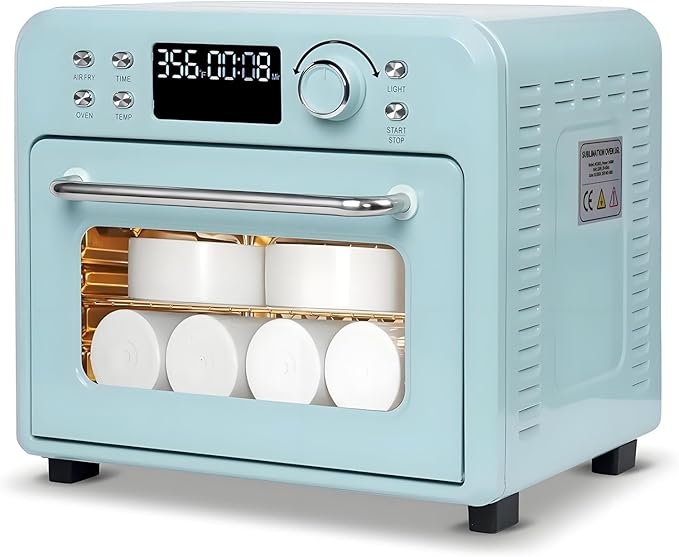 Digital Sublimation Oven Machine 1400W with Digital Display Light Blue Convection Oven for Sublimating Water Bottles Cups Mugs Tumblers 16L