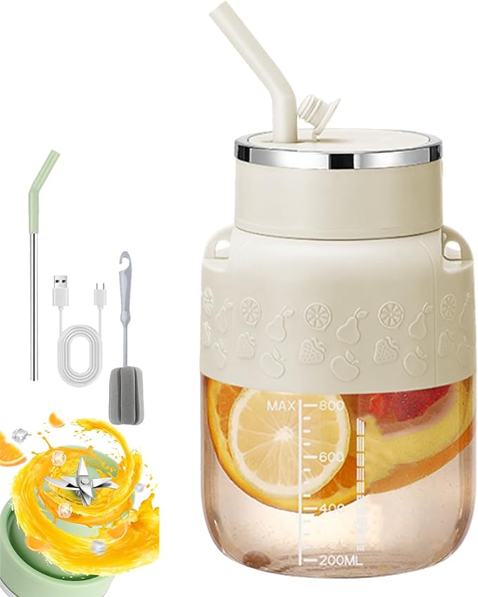 800 - Portable Blender 2025 New Portable Blender with 28oz Cup Lid Straw and Shoulder Strap for Traveling Outdoor Gym Office (White)