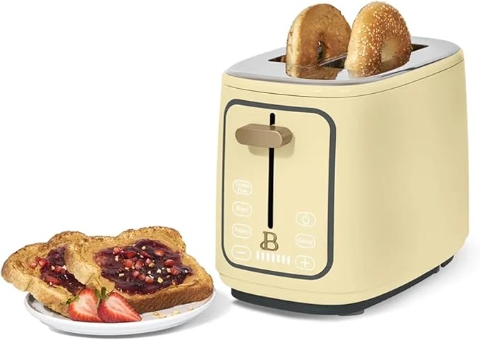 Smart Kitchen Toaster with Touch Interface and Preset Modes Advanced Two-Slice Toaster with Wide Slots and 7 Browning Levels (Buttercream)