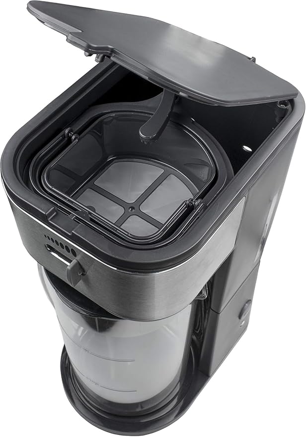 Iced Tea and Coffee Maker with 64oz Pitcher – Automatic Brewer with Strength Selector Reusable Filter and Auto Shut Off (Black)