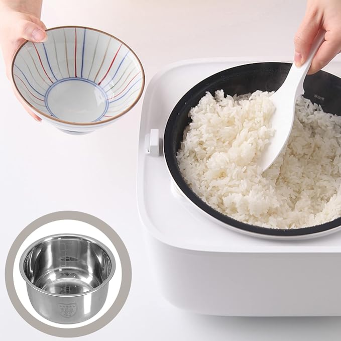 Rice Cooker Inner Cooking Pot Stainless Steel Rice Cooker Liner Non-stick Household Container Interior Accessory for Kitchen 3L