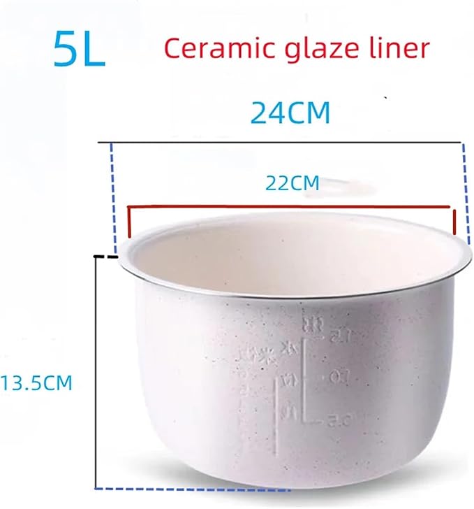 2.5L 4L 5L 6L Stainless Steel Liner Ceramic Glaze Liner Rice Cooker Electric Pressure Cooker Inner Bowl(5L A)