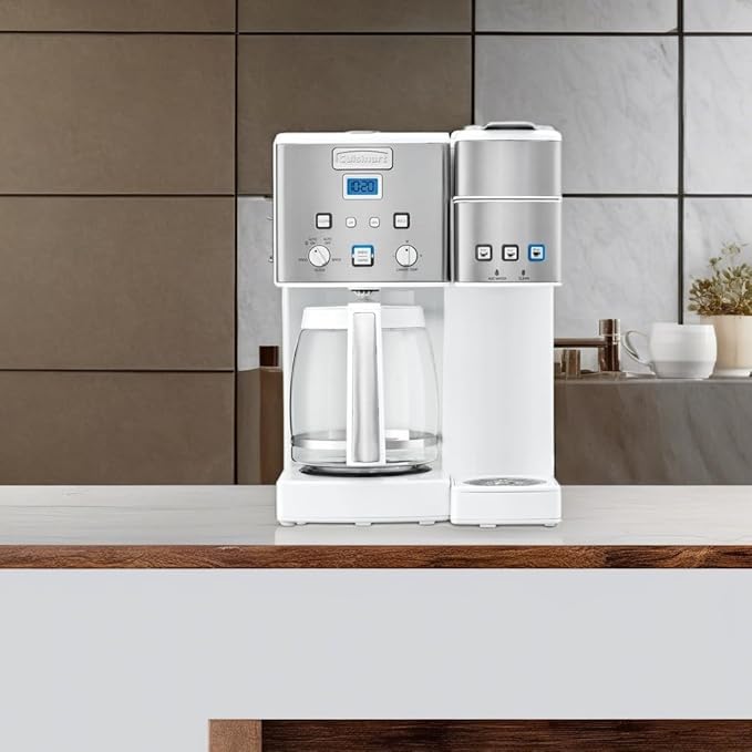 Cuisinart SS-15W Maker Coffee Center 12-Cup Coffeemaker and Single-Serve Brewer White Stainless Steel