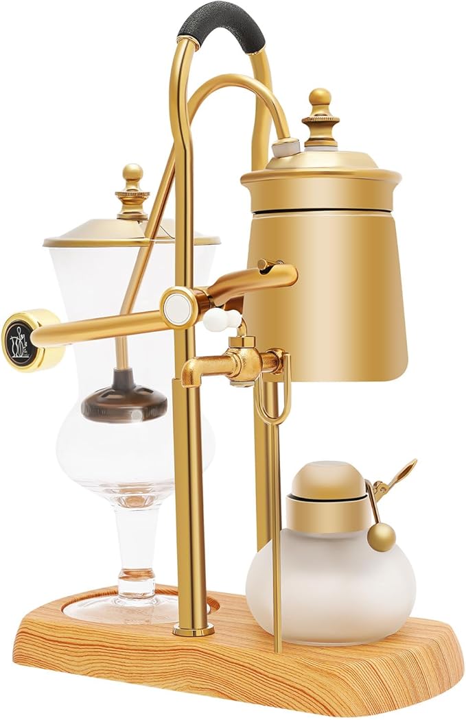 Balance Siphon Coffee MakerBelgium Luxury Royal Family Balance Syphon Coffee MakerDouble Ridged Fulcrum With HandleElegant Design Retro Style for Kitchens Coffee Shops