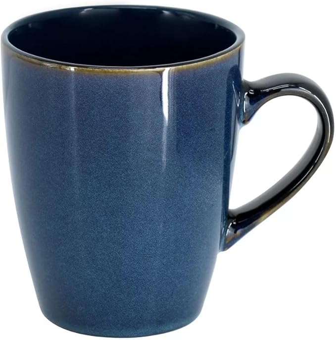 Priya 16 Piece Reactive Glaze Stoneware Dinnerware Set Service for 4 Plates and Bowls Microwave &amp Dishwasher Safe (Blue)