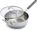 GreenPan x Bobby Flay Stainless Steel 3.75QT Saucepan &amp Glass Lid Professional Grade Tri-Ply Chefs Pan Multiclad Induction Suitable Dishwasher &amp Oven Safe Stay Cool Silicone HandleChip F