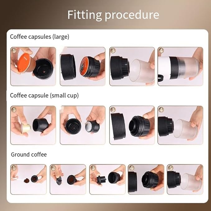 Wireless Electric Portable Coffee Machine for Car &amp Home Camping Coffee Maker 3in1 Capsule Powder Travel Coffee MakerB