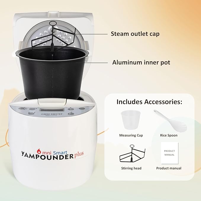 Yam Pounding Machine 3L 700W Electric African Food Cooker to Make Pounded Yam Plantains CocoyamsCassava FuFu COOK AND POUND