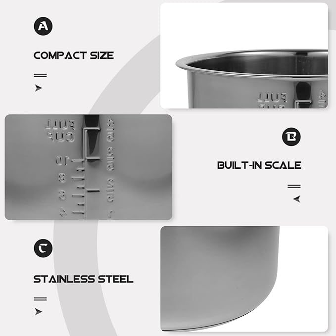 Lurrose Rice Cooker Liner Stainless Rice Cooker Replace Inner Pressure Cooker Liner Cooking Pot Inner for Kitchen 5L