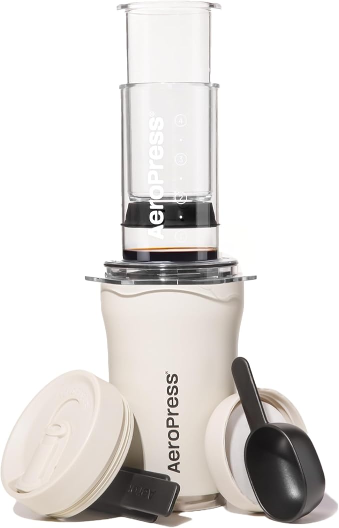 AeroPress Go Plus Small Portable Coffee Maker Kit Travel Camping &amp Office All-in-One French Press Pour-Over &amp Espresso Style Manual Brewer 2 Min Brew for Less Bitterness More Flavor Cr