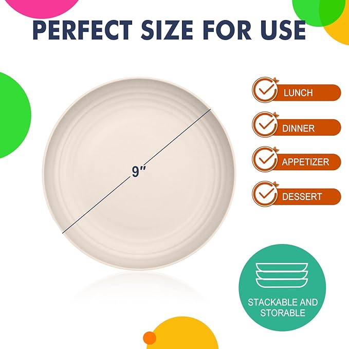 Homienly 20 PCS Premium Wheat Straw Dinnerware Sets Reusable Cups Plates and Bowls Sets for Kitchen Lightweight and Unbreakable Dishwasher and Microwave Safe Dishes Set - Beige