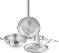 Stainless Steel Cookware Set 4 Pieces 22cm Kadai with Lid 22cm Frypan 10cm Tadka Pan Induction and Gas Stove Compatible