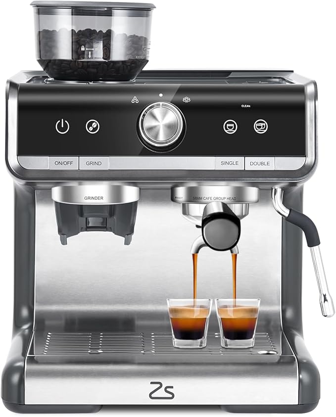 Espresso Machine 20 Bar Coffee Maker with Milk Frother Steam Wand Semi-Automatic Coffee Machine for Cappuccino Latte Fast Heating Stainless Steel
