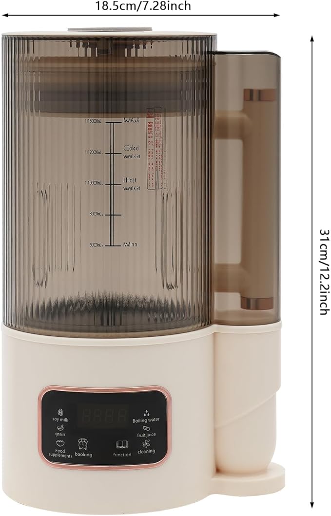 Soy Milk Maker 500W 120V Nut Milk Maker with Delay Start/Boil Water/Self-Cleaning Automatic Machine for Homemade Oat Milk Nutmilk Juice Milkshake