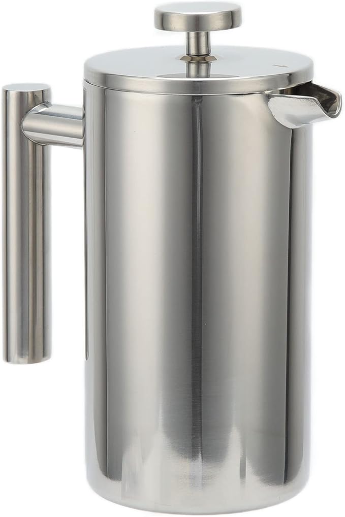 1000ML French Press Coffee Maker Stainless Steel Coffee Pot with Cool Touch Handle Large Capacity Hand Brewed Coffee Tea Maker for Home and French