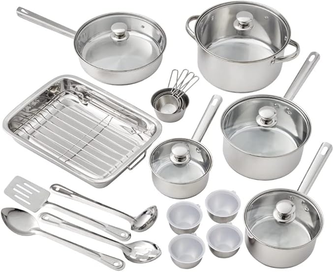 JSEIAJB Steel 24 Piece Set Kitchen Set Cookware Set Pots and Pans Set Mainstays Brand cooking pots set cooking pots set