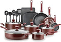 Generic T-fall Easy Care 20 Piece ProGlide Nonstick Interior Pots and Pans Cookware Set with Thermo-Spot Technology &amp Measuring Marks (Red) B087SKDW