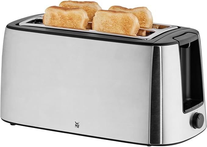 WMF Bueno Pro Toaster Langschlitz mit Brötchenaufsatz 4 Scheiben XXL Toast Aufknusper-Funktion 6 Bräunungsstufen 1550W Toaster edelstahl matt