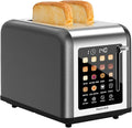 2 Slice Toaster Touch Screen Stainless Steel Toasters Digital Timer 2 Slot Toasters 8 Shade Settings 6 Bread Types for Bagel Cancel Defrost (Grey)