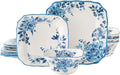 Delilah 12-Piece Blue Floral Stoneware Dinnerware Set