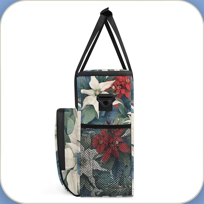 Holly Berry Flowers Coffee Maker Carrying Bag Modern Flowers Travel Storage Bag Compatible with K-Mini or K-Mini Plus Single Serve Coffee Brewer Carrying Case with Multiple Pockets &amp Shoulder St