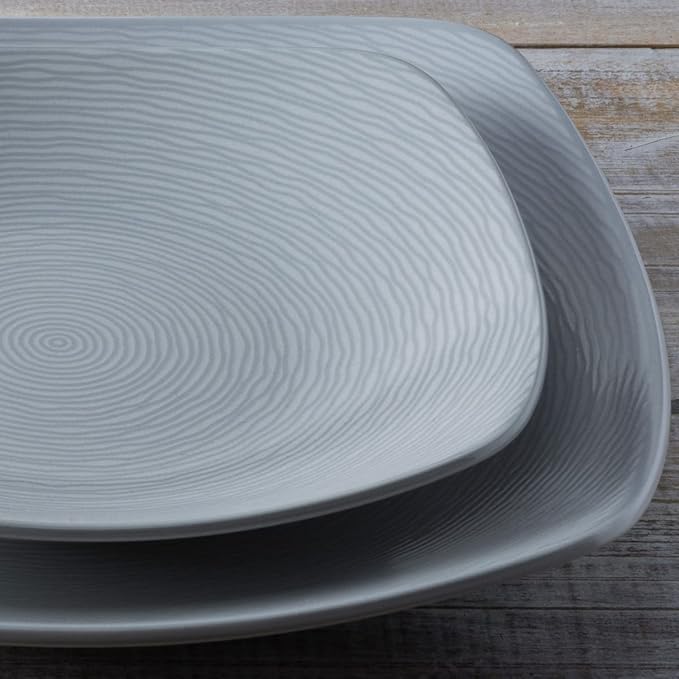 Noritake Colorscapes Grey-on-Grey Swirl 16-Piece Square Dinnerware Set Service for 4