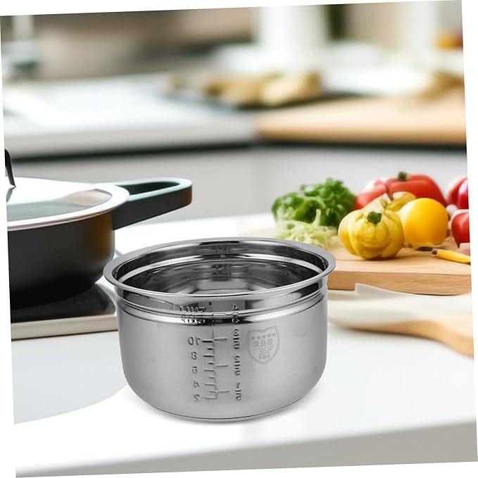VOSAREA 1set Stainless Steel Inner Pot with Steaming Basket for Electric Pressure Cooker Capacity for Rice Soups Steamed Foods Convenient Draining for Healthier Cooking