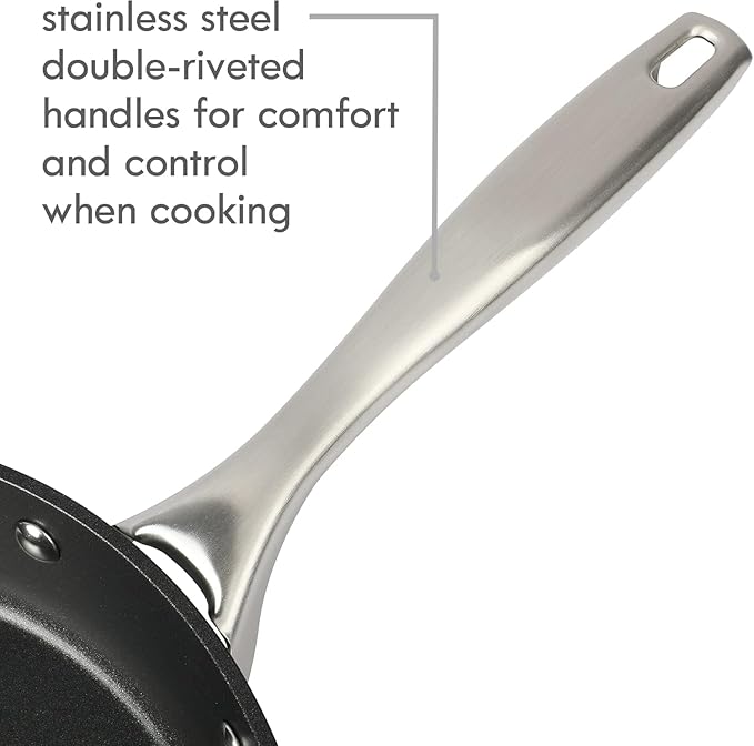 10 Piece Aluminum Nonstick Cookware Set with Lids and Wood Utensils Scratch Resistant Pots and Pans for Cooking