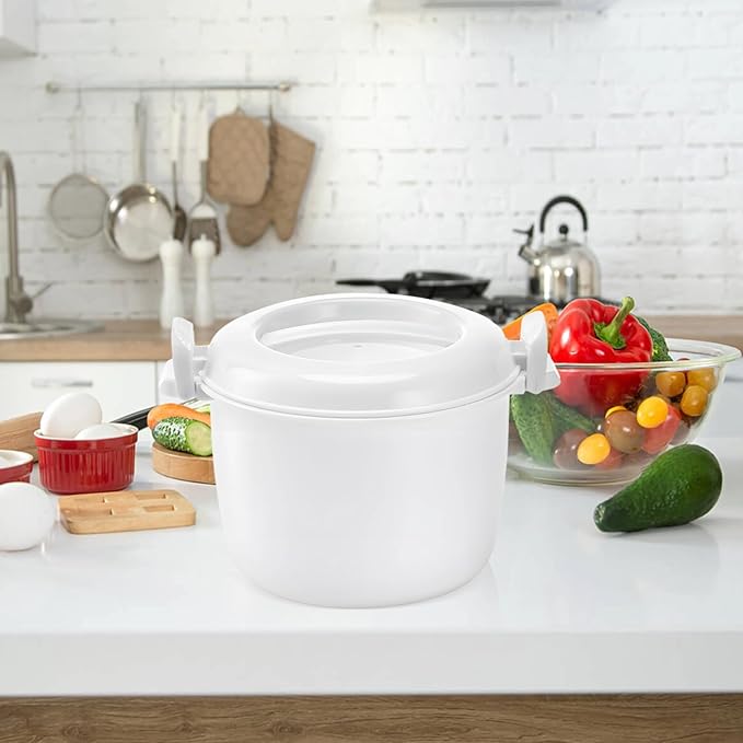 Microwave Rice Cooking Large White Portable Plastic Type With Lid Perfect For Travel And Multi-Functional Insulated Lunch Box