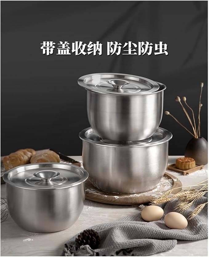 304 Stainless Steel Egg Beater Bowl Deepened Splash Proof Straight Edge Basin Baking Cake Whipped Cream Bowl(5500ml Large Size)
