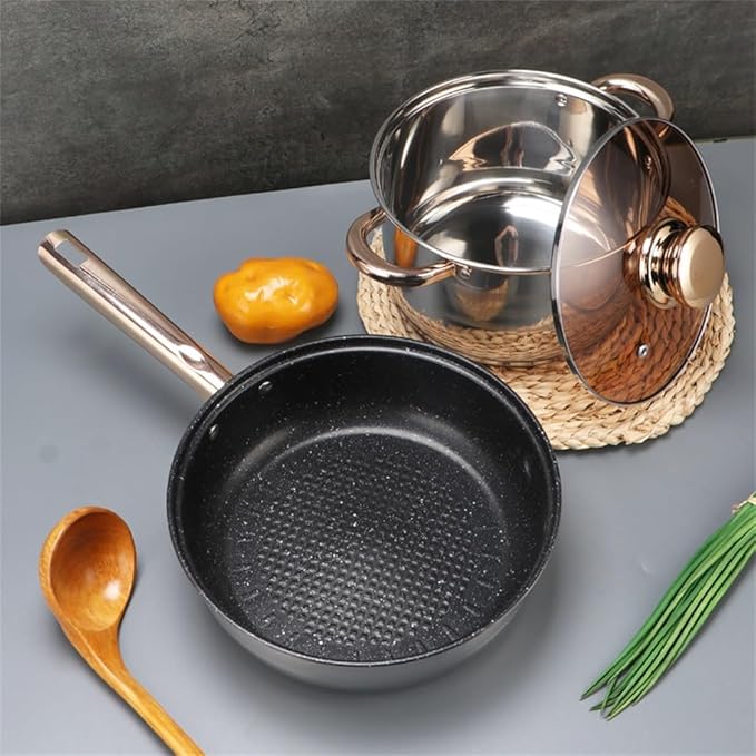 Cookware Stainless Steel 12 Piece Pot Set Milk Pan Frying Pan Double Bottom Soup Pot Set Pot