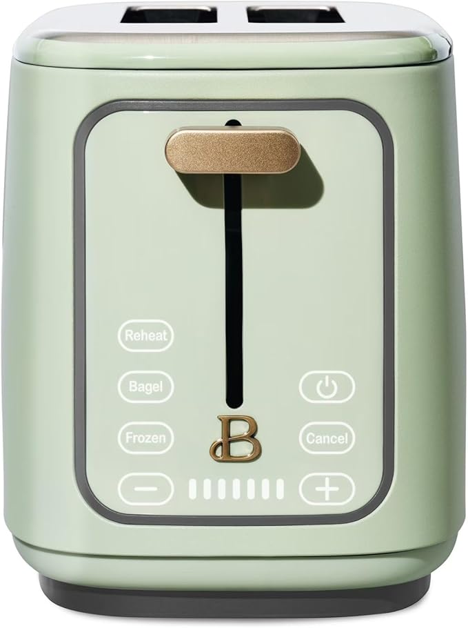 Smart Kitchen Toaster with Touch Interface and Preset Modes Advanced Two-Slice Toaster with Wide Slots and 7 Browning Levels (Sage Green)