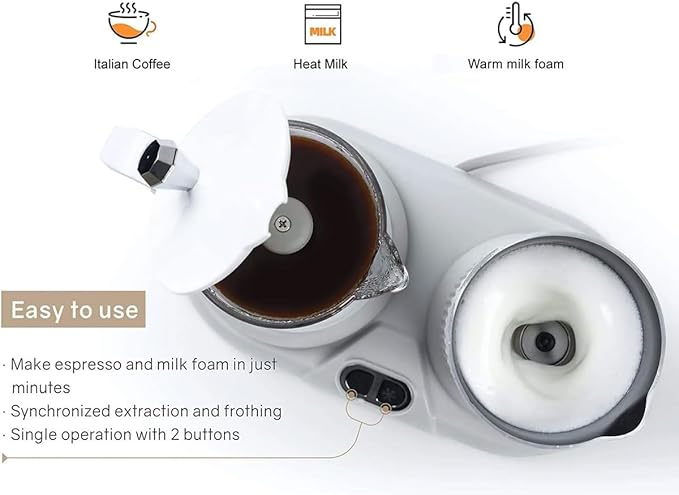 Electric Espresso Coffee Maker With Milk Frother And Steamer 11.8 Oz Household Mini Automatic Milk Foaming Machine 55~60°C Intelligent Temperature Control