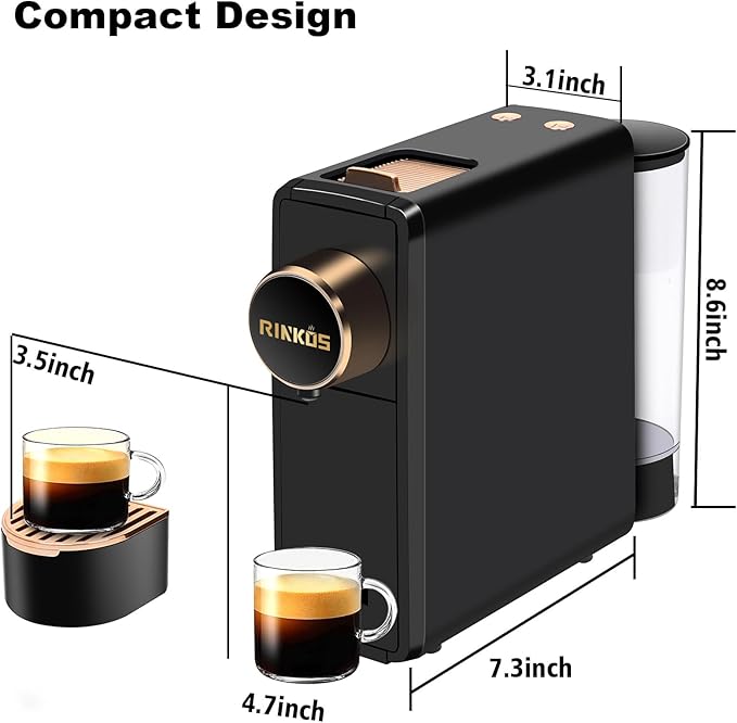 Espresso Machine for Nespresso Compatible Capsule Single Serve Coffee Maker Programmable for Espresso Pods Premium Italian 20 Bar High Pressure Pump Mini Coffee and Espresso Machine Black