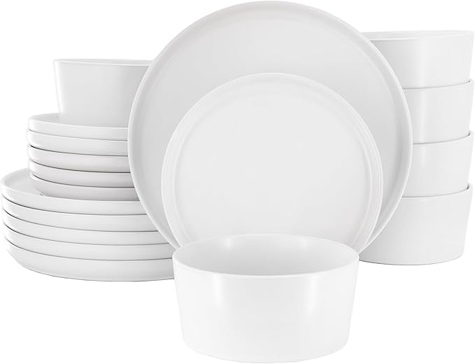 Elama Josh 18 Piece Round Stoneware Dinnerware Set Tableware Set Service for 6 (White)