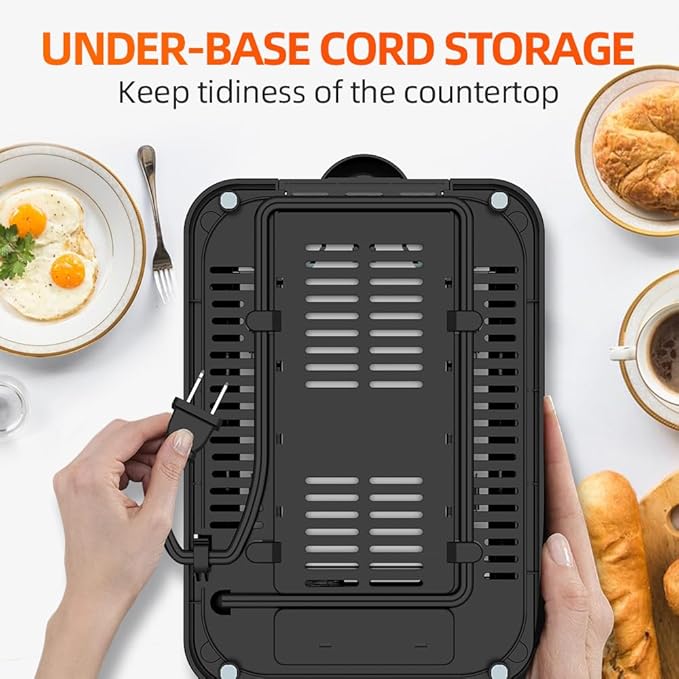 Black Toaster 2 Slice Extra Wide Slot Toaster for Bagels Bread Waffles 7 Shade Settings 4 Main Functions Removable Crumb Tray 900 Watts Toasters Black Stainless Steel