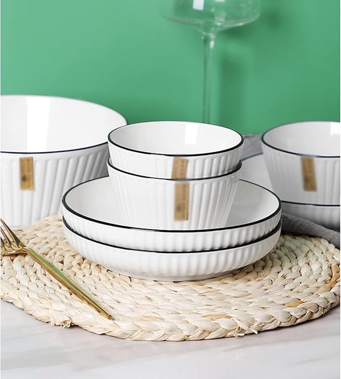 Dinner Set Special Restaurant Dinnerware Set 42-Piece Ceramic Tableware Set Solid Color Ceramic Dish Set Household Tableware Plate and Bowl Set