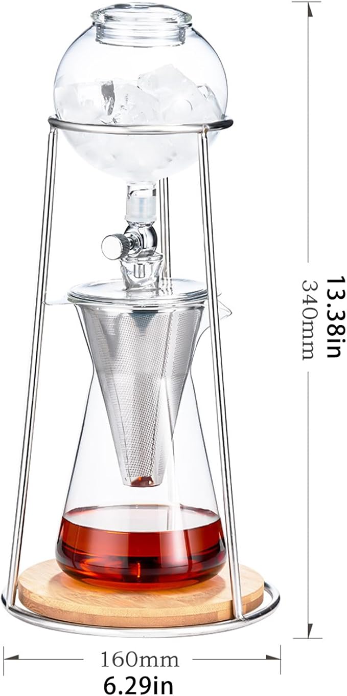 Drip Tower Coffee MakerCoffee Pot Ice Drip Coffee Maker Cold Brew Coffee MakerIced Coffee Maker Cold Brew Dripper Pot Cold Drip Coffee Tower Ice Coffee Machine Cold Brew Coffee for Cafe Home Kitchen