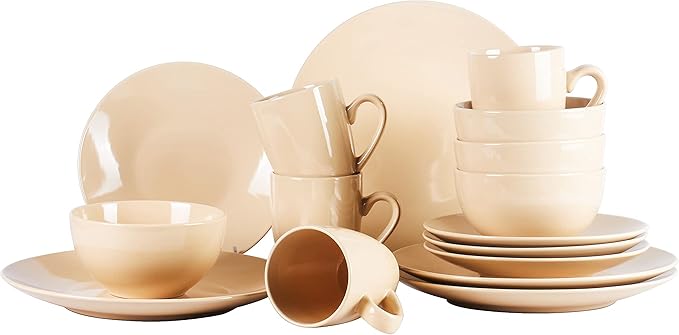 Color Wave Stoneware 16pc Dinnerware Set Honey Harbor