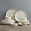 Stoneware Dinnerware Sets for 6 30 Piece Round Porcelain Plates and Bowls Set for Kitchen Tableware Combination Set | Serving Dinner Set with Dinner Plate and Salad Bowl