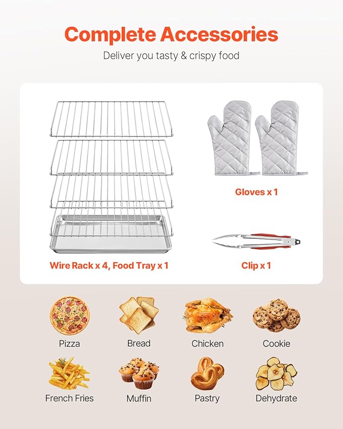 VEVOR Commercial Countertop Oven 66L 4-Tier Toaster Ovens with Tempered Glass Door Wire Racks &amp Tray 2800W Stainless Steel Baking Ovens for Restaurant Bakery (AC208~240V60Hz 6-20P Plug &amp