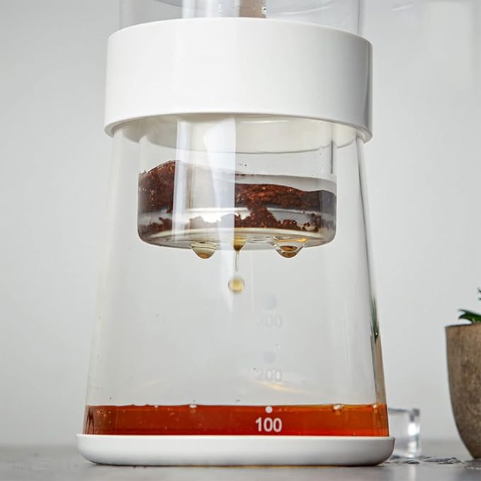 Ice Drip Coffee Pot 400ML Cold Brew Coffee Maker Filter Glass Percolators Espresso Kitchen Barista with Reusable Stainless Steel Filter