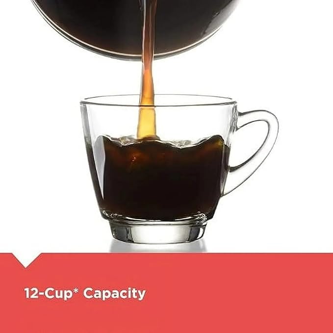 12-Cup Programmable Coffee Maker with Glass Carafe Strength Selector Mid-Brew Access Auto Shut-Off and Keep Warm Function Black