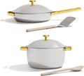Our Place Titanium Pro Cookware Duo | 6-Piece Tri-Ply Titanium Cookware Set with Always Pan Pro &amp Perfect Pot Pro | Non-Toxic No-Coating Nonstick | Induction &amp Oven-Safe up to 750°F | Gold