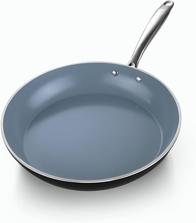 Cook N Home Pots and Pans Nonstick Ceramic Kitchen Cookware Sets Include Saucepan Frying Pans Stockpot with Lids Nylon Utensils 10-Piece Heavy Gauge Black &amp Gray
