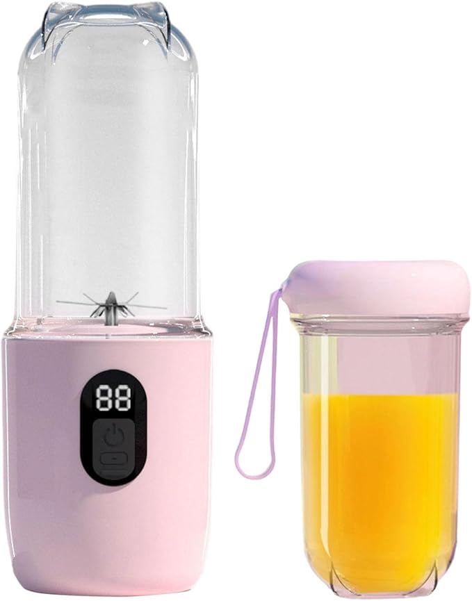 Portable Blender for Smoothies Shakes Food Prep Rechargeable Compact Personal Blender with 16 Leaves Stainless Steel Cutter 500ml Cup Capacity