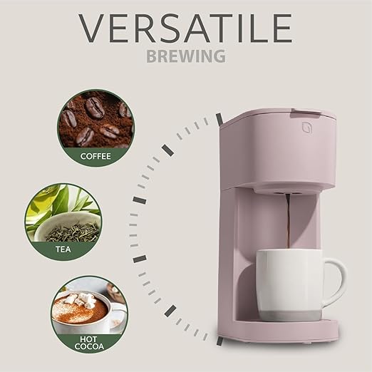 WILLOW K-Cup Coffee Maker Single Serve Coffee Maker with 6 to 12oz Brew Size &amp Strong Brew Option Single Cup Coffee maker made with 99% PCR Recycled Plastics Coffee Machine - PINK