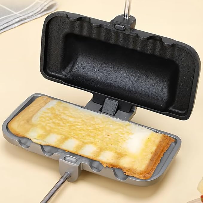 Hot Dog Toaster Bun And Hotdog Toaster Pie Maker Double Sided Baking Pan Pie Iron Mountain Pie Maker Cast Iron Sandwich Maker Flip Grill Pan For Breakfast Pancakes Toast Omelets
