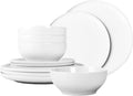 12-Piece Dinnerware Set for 4 White Porcelain Plates and Bowls Chip Resistant Dishwasher Microwave Safe